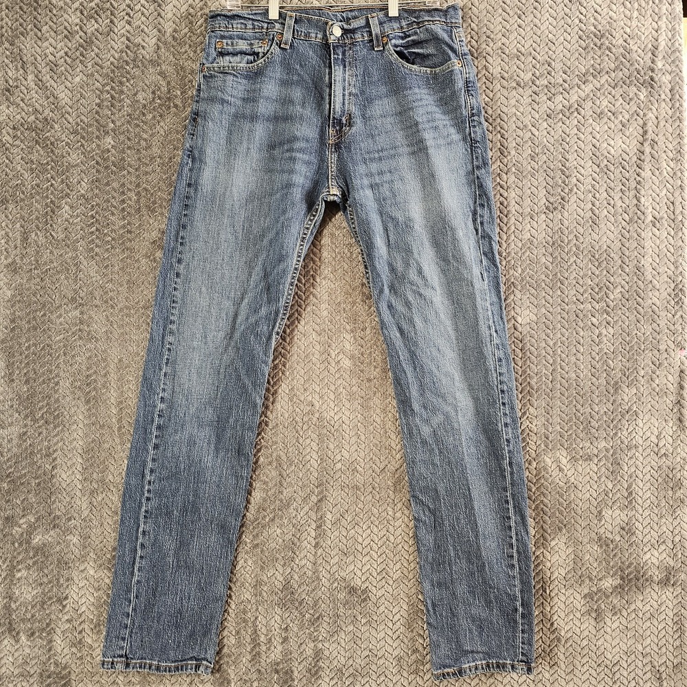 Levis 505 Regular Fit Straight Leg Jeans Mens 33x34 Medium Wash Blue Denim